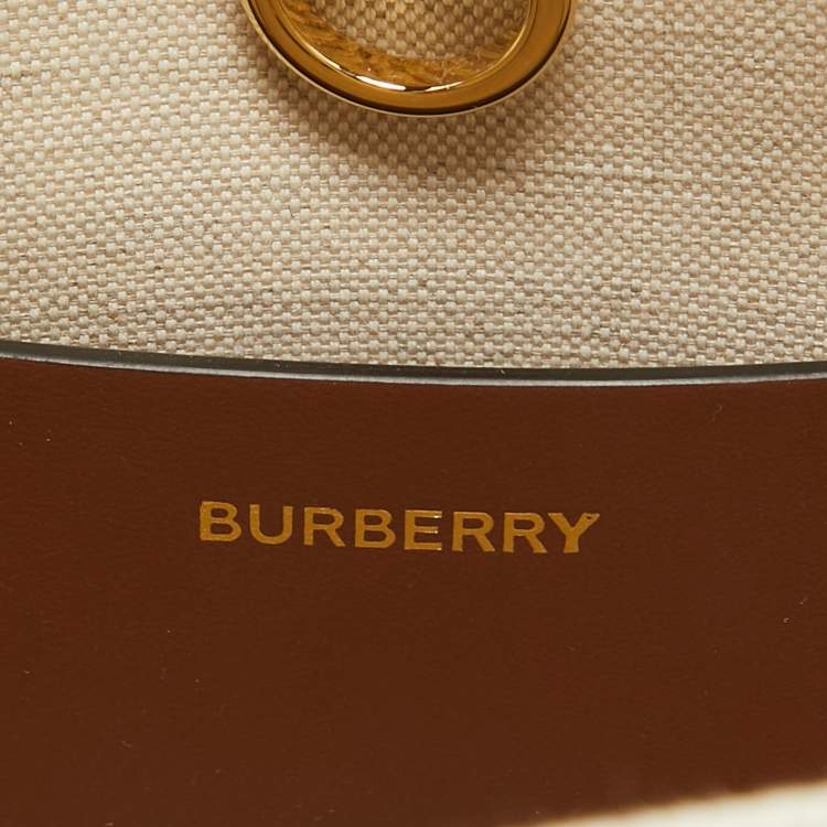 Pre Owned Burberry Brown/Beige Canvas Mini Freya Tote