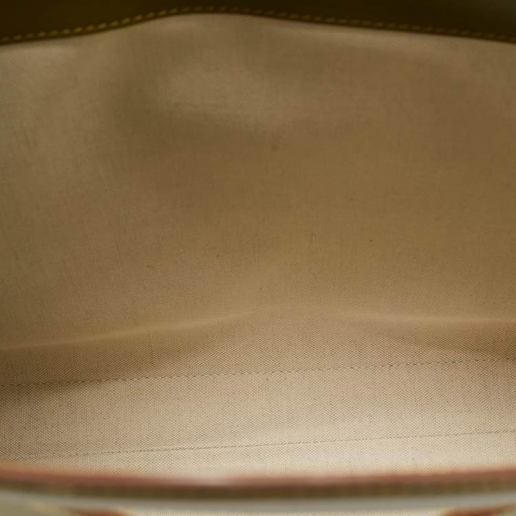 Pre Owned Burberry Juniper Green/Blue Leather Medium Pocket Tote