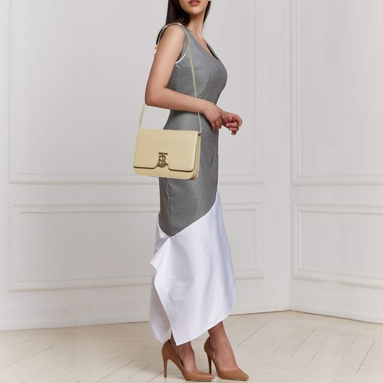 Pre Owned Burberry Archive Beige Leather Medium TB Shoulder Bag