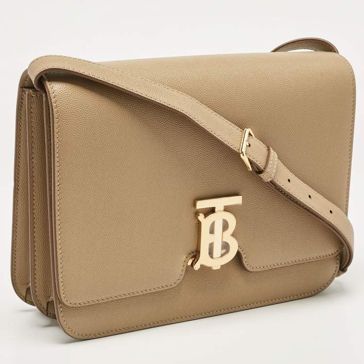 Pre Owned Burberry Archive Beige Leather Medium TB Shoulder Bag