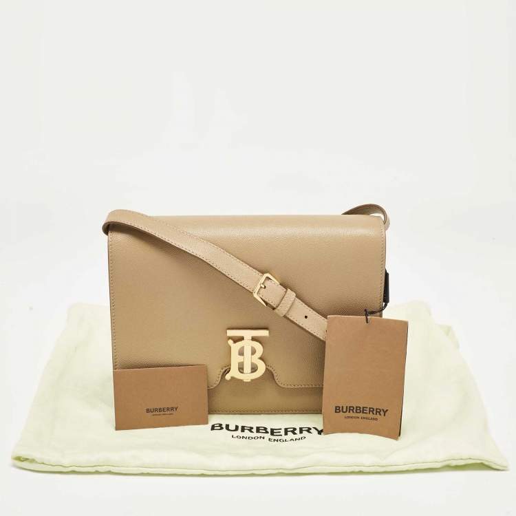 Pre Owned Burberry Archive Beige Leather Medium TB Shoulder Bag