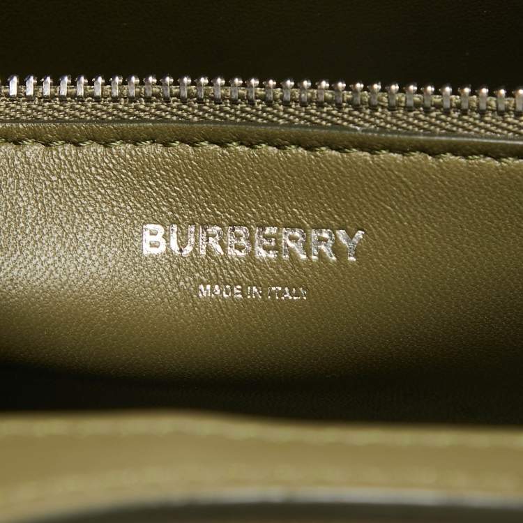 Pre Owned Burberry Green Camo Print Coated Canvas and Leather  Mini Pocket Bag