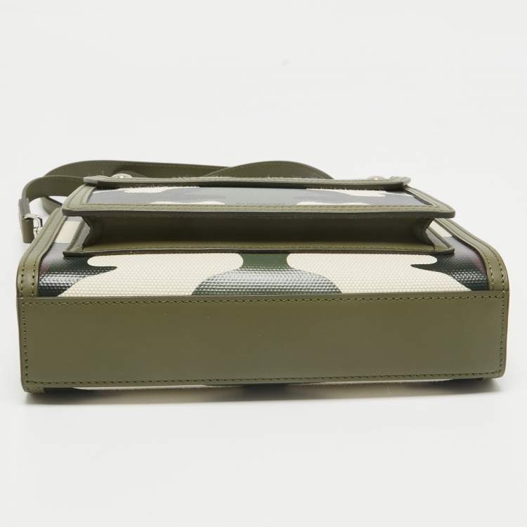 Pre Owned Burberry Green Camo Print Coated Canvas and Leather  Mini Pocket Bag