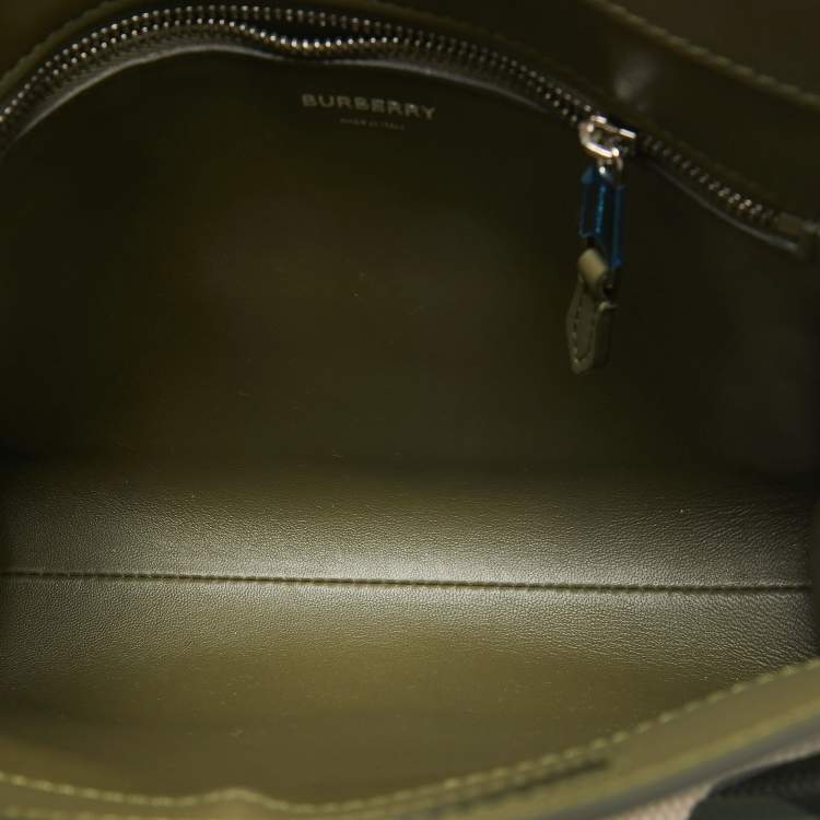 Pre Owned Burberry Green Camo Print Coated Canvas and Leather  Mini Pocket Bag