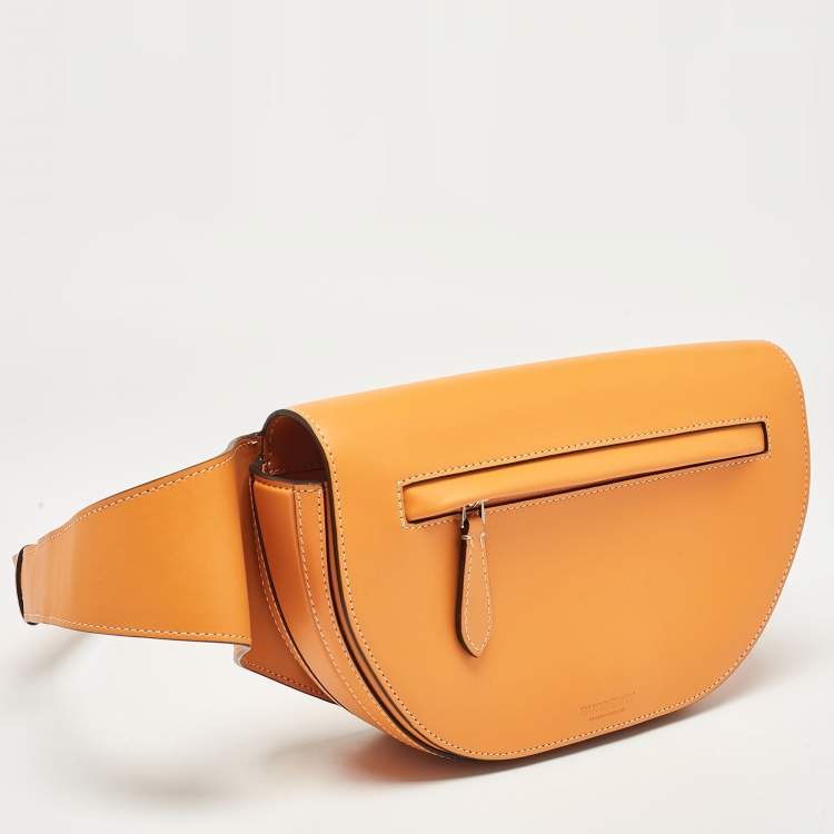 Pre Owned Burberry Orange Leather Small Olympia Bumbag