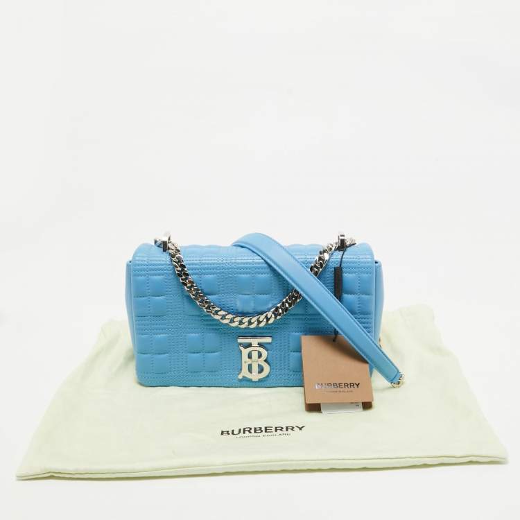 Pre Owned Burberry Sky Blue Quilted Leather Small Lola Chain Shoulder Bag