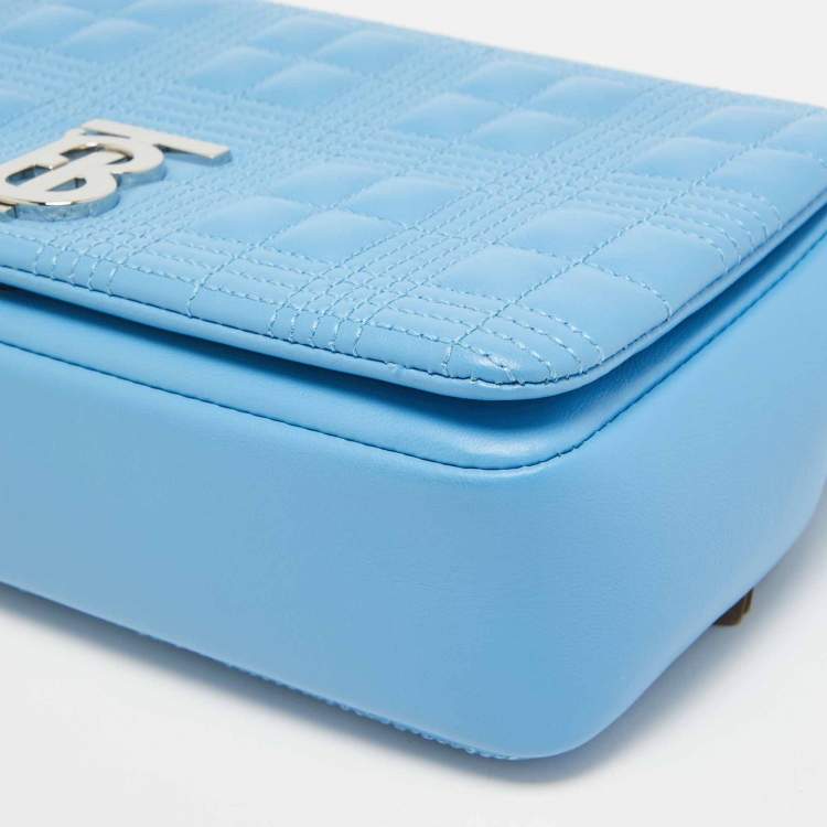 Pre Owned Burberry Sky Blue Quilted Leather Small Lola Chain Shoulder Bag