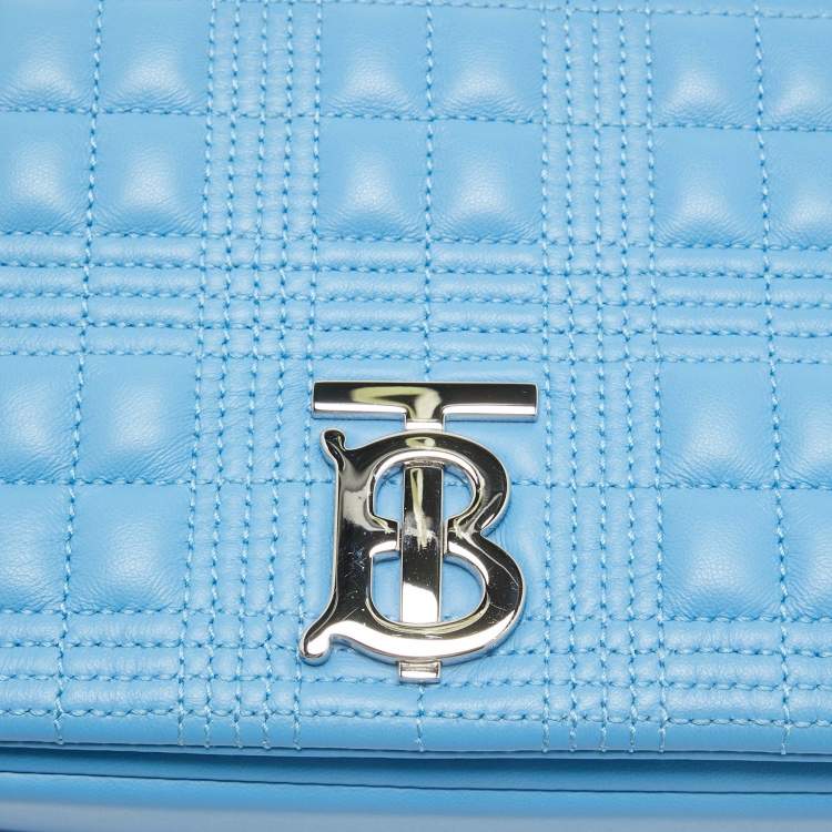 Pre Owned Burberry Sky Blue Quilted Leather Small Lola Chain Shoulder Bag