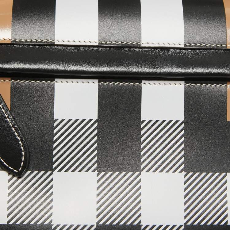 Pre Owned Burberry Beige Check Patent and Leather Small Olympia Shoulder Bag