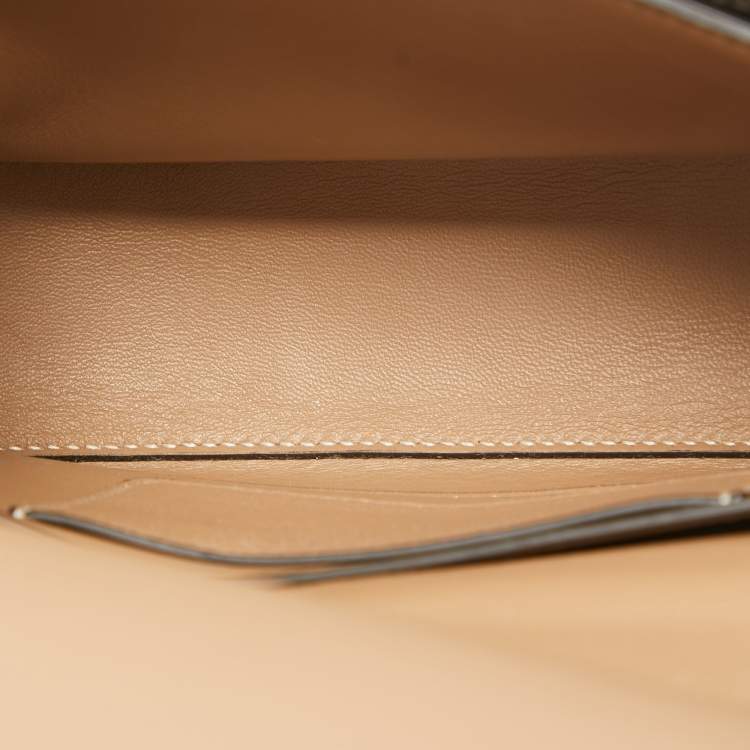 Pre Owned Burberry Beige Check Patent and Leather Small Olympia Shoulder Bag