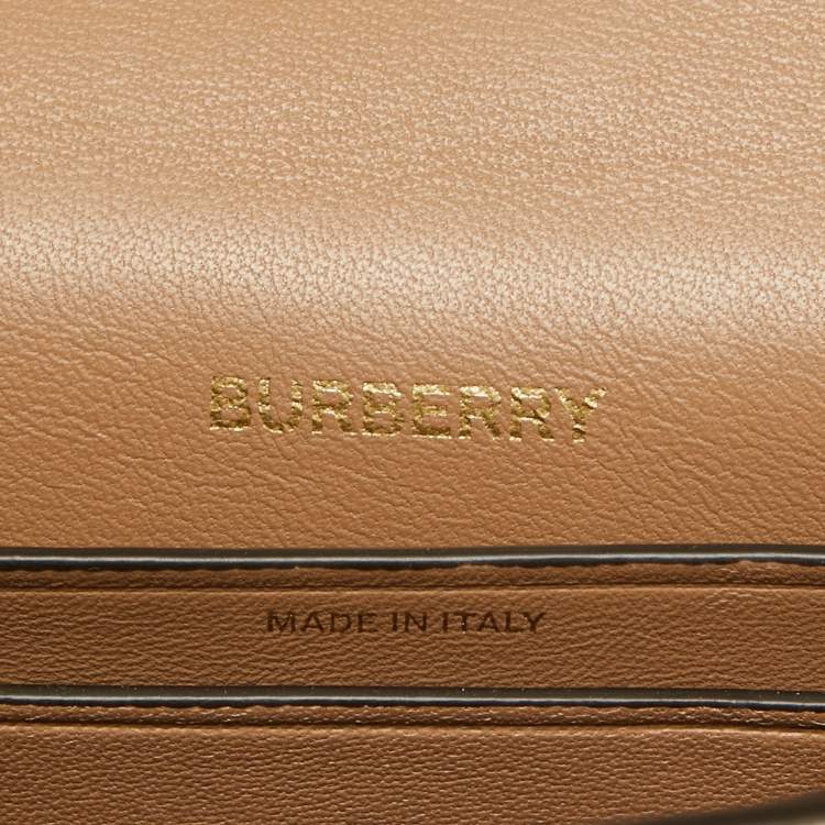Pre Owned Burberry Beige Check Patent and Leather Small Olympia Shoulder Bag