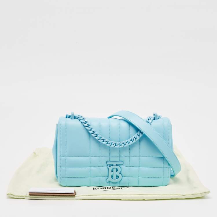Pre Owned Burberry Sky Blue Quilted Leather Small Lola Chain Shoulder Bag