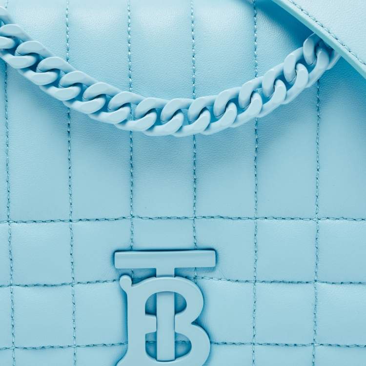 Pre Owned Burberry Sky Blue Quilted Leather Small Lola Chain Shoulder Bag
