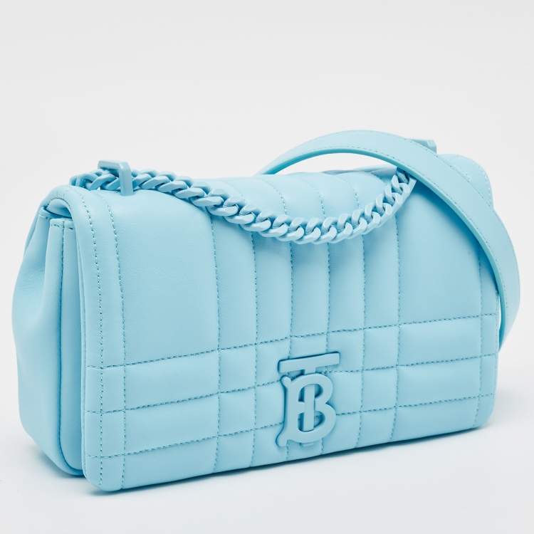 Pre Owned Burberry Sky Blue Quilted Leather Small Lola Chain Shoulder Bag