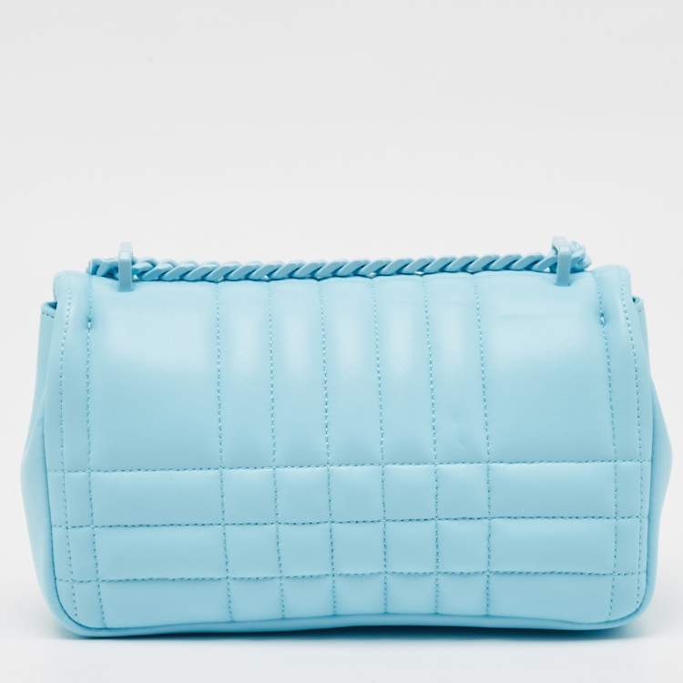 Pre Owned Burberry Sky Blue Quilted Leather Small Lola Chain Shoulder Bag