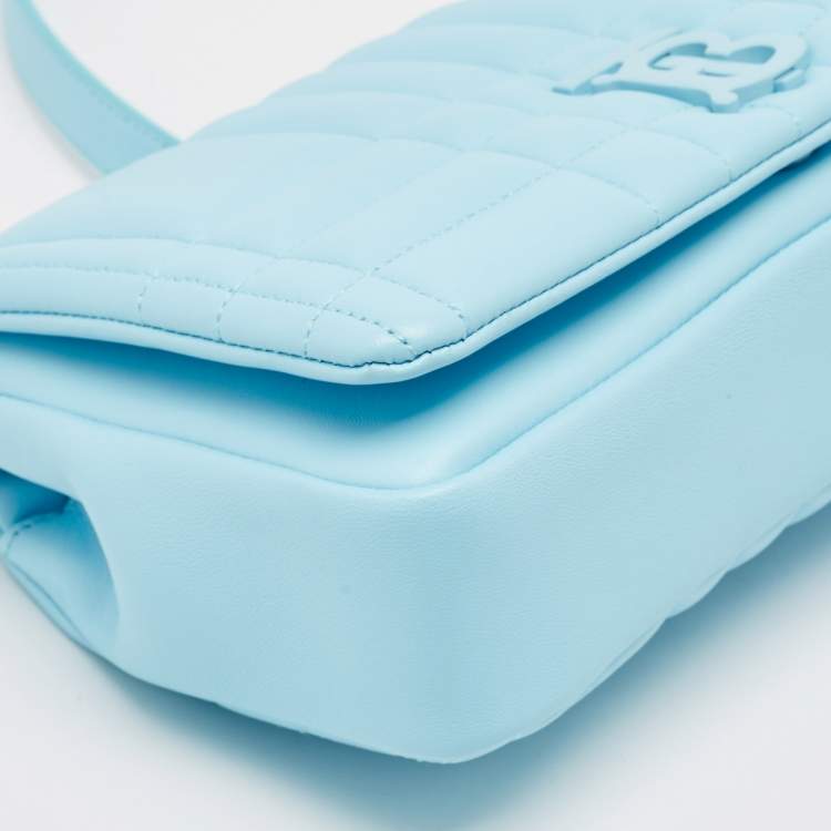 Pre Owned Burberry Sky Blue Quilted Leather Small Lola Chain Shoulder Bag