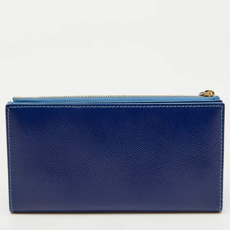 Pre Owned Burberry Blue Patent Leather Constantine Continental Wallet