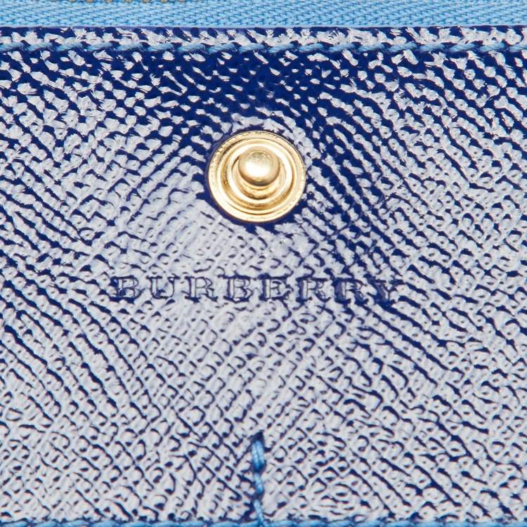 Pre Owned Burberry Blue Patent Leather Constantine Continental Wallet