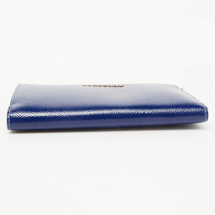 Pre Owned Burberry Blue Patent Leather Constantine Continental Wallet
