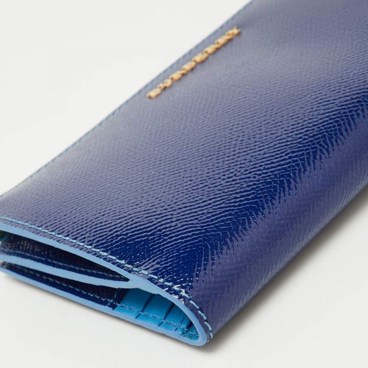 Pre Owned Burberry Blue Patent Leather Constantine Continental Wallet