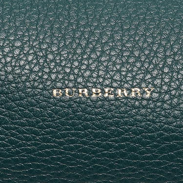 Pre Owned Burberry Teal Green Leather Barrel Bag