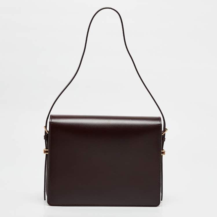 Pre Owned Burberry Burgundy/Red Leather Large Grace Shoulder Bag