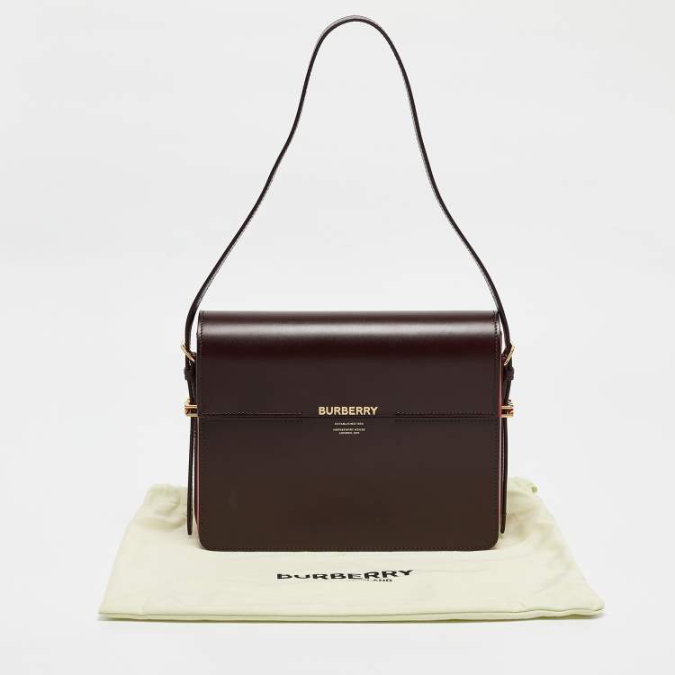 Pre Owned Burberry Burgundy/Red Leather Large Grace Shoulder Bag