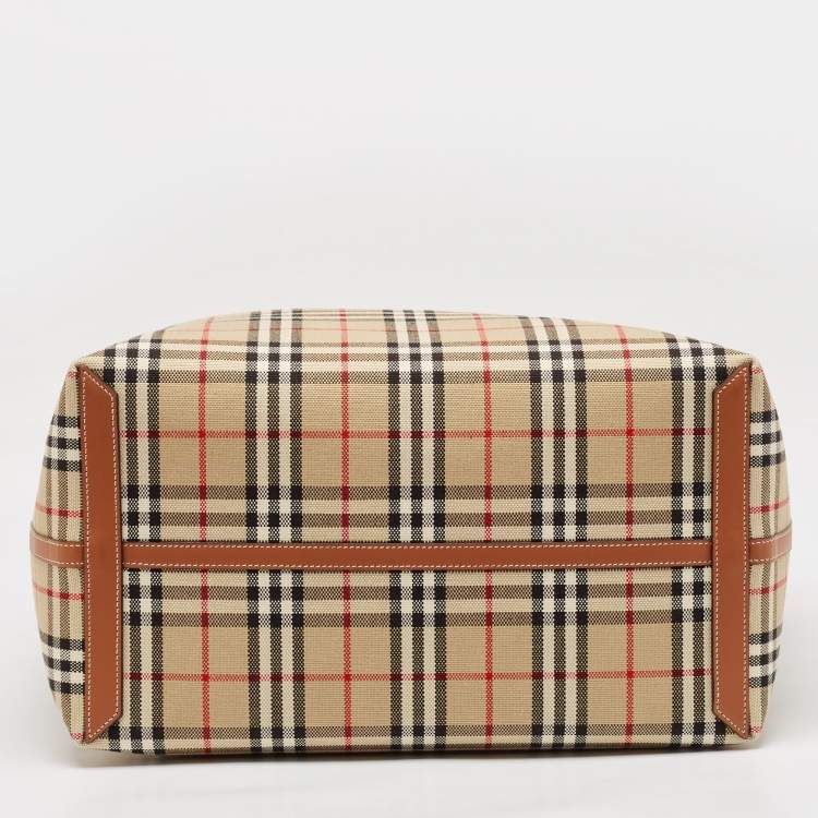 Pre Owned Burberry Briar Brown/Black Vintage Check Canvas Large London Tote