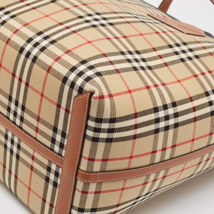 Pre Owned Burberry Briar Brown/Black Vintage Check Canvas Large London Tote