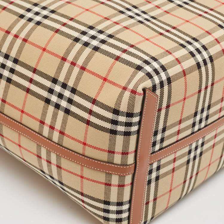 Pre Owned Burberry Briar Brown/Black Vintage Check Canvas Large London Tote