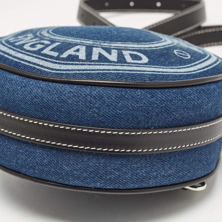 Pre Owned Burberry Blue/Black Denim and Leather Louise Round Crossbody Bag
