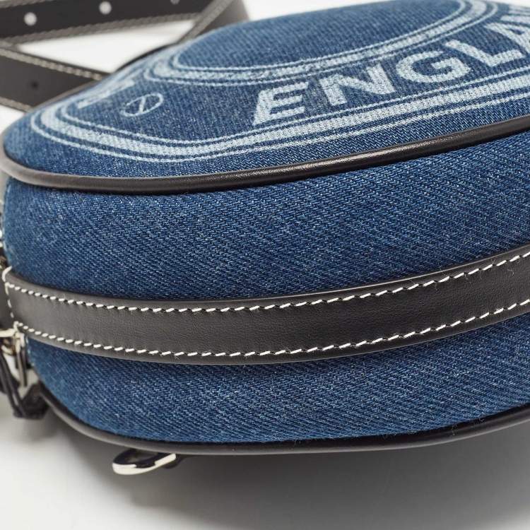 Pre Owned Burberry Blue/Black Denim and Leather Louise Round Crossbody Bag