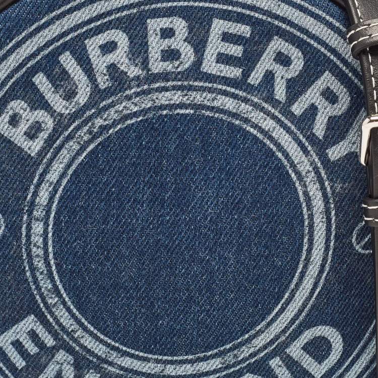 Pre Owned Burberry Blue/Black Denim and Leather Louise Round Crossbody Bag