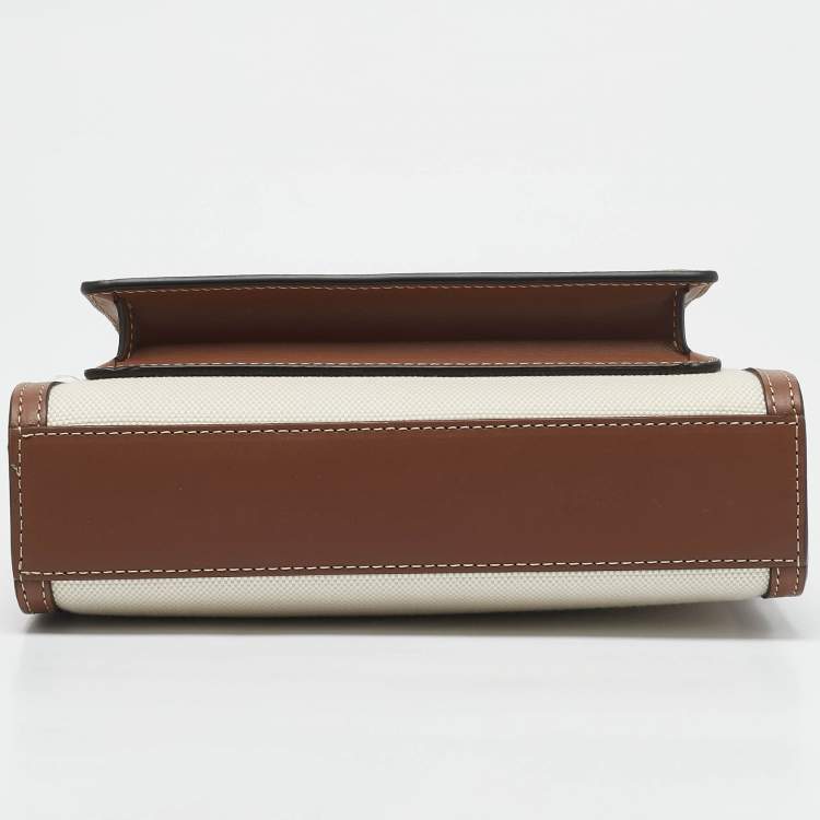 Pre Owned Burberry Malt Brown/Natural Canvas and Leather Mini Pocket Bag