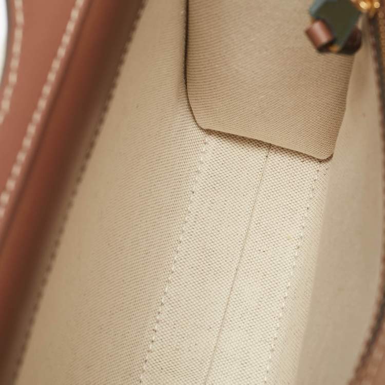 Pre Owned Burberry Malt Brown/Natural Canvas and Leather Mini Pocket Bag