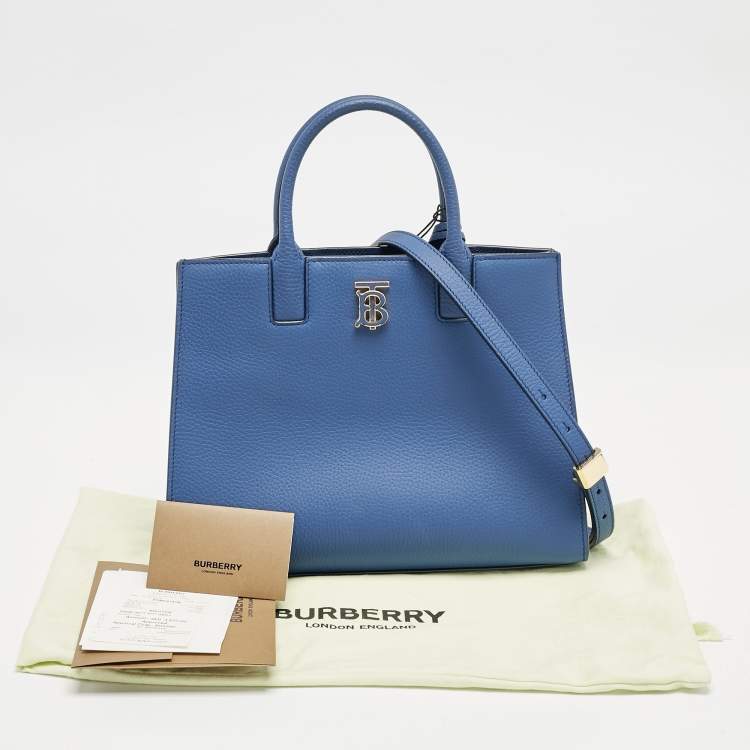 Pre Owned Burberry Blue Leather Mini Frances Tote