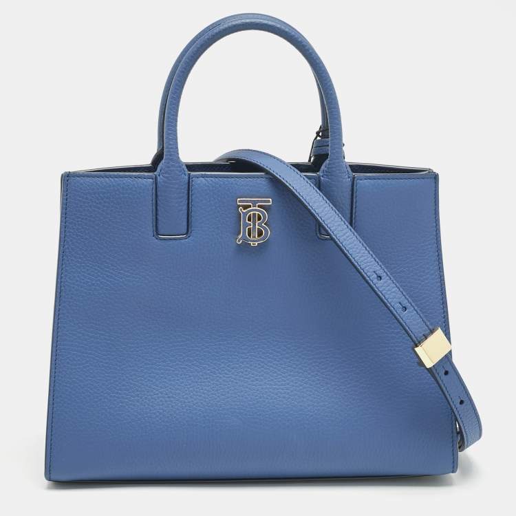 Pre Owned Burberry Blue Leather Mini Frances Tote