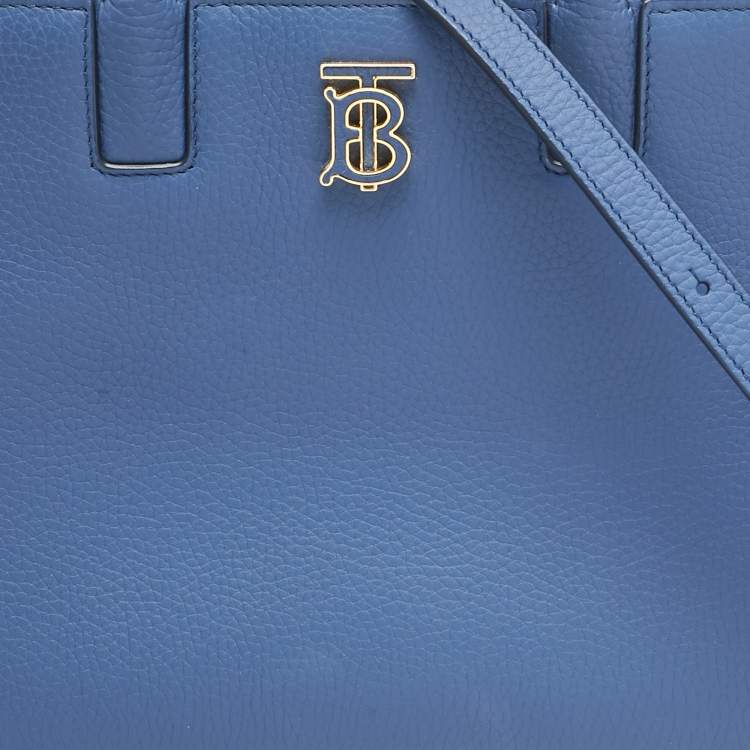 Pre Owned Burberry Blue Leather Mini Frances Tote
