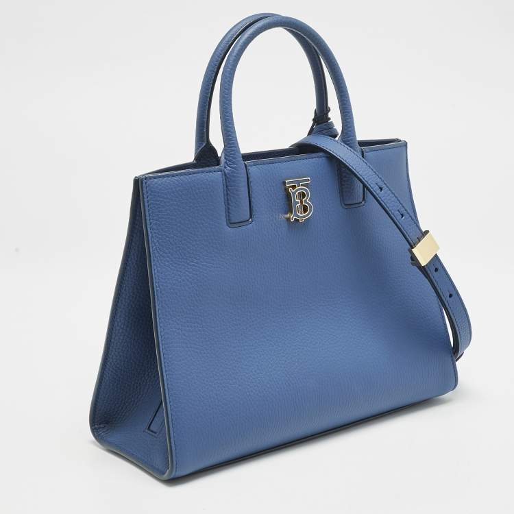 Pre Owned Burberry Blue Leather Mini Frances Tote