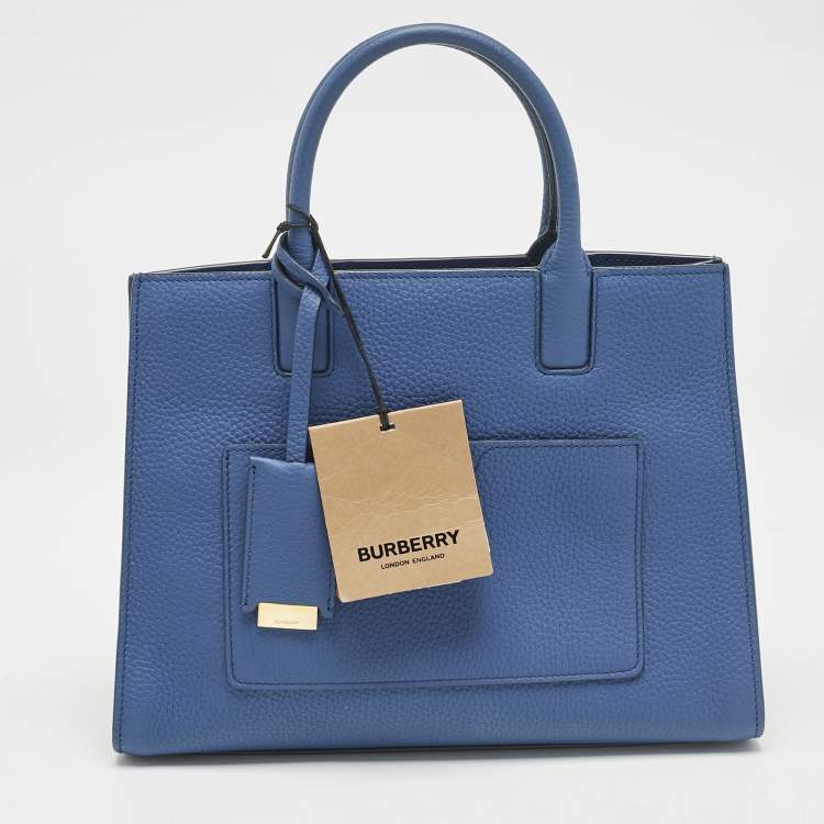 Pre Owned Burberry Blue Leather Mini Frances Tote