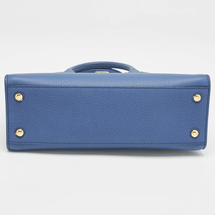 Pre Owned Burberry Blue Leather Mini Frances Tote