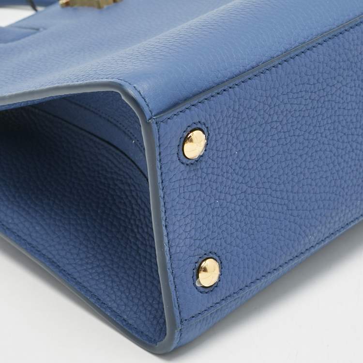 Pre Owned Burberry Blue Leather Mini Frances Tote