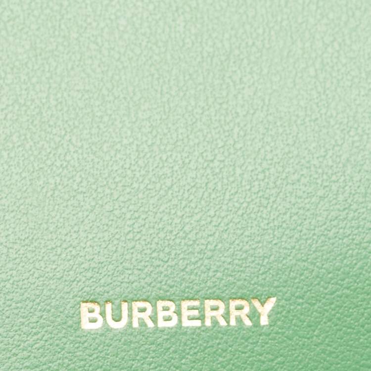 Pre Owned Burberry Green/Beige Housecheck Coated Canvas and Leather Lancaster Compact Wallet