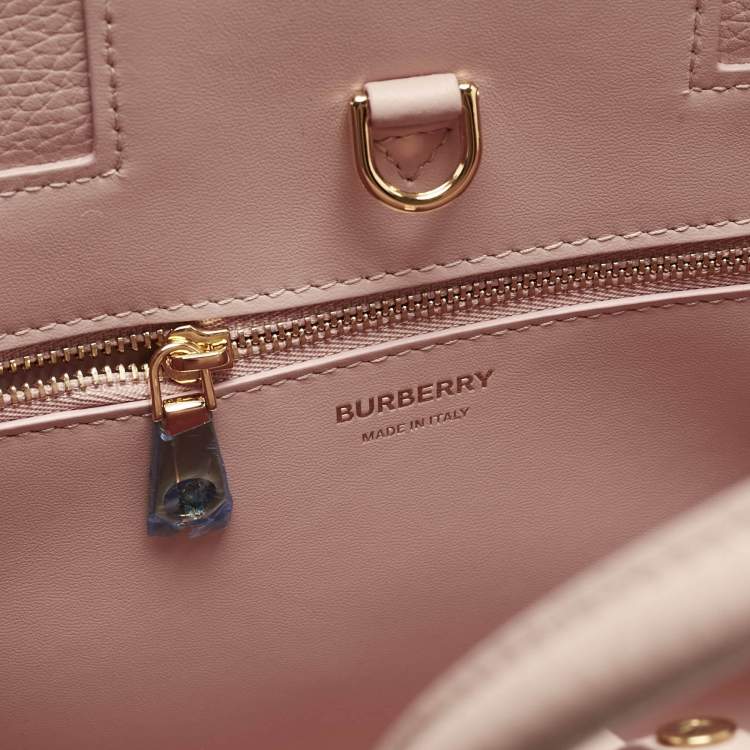 Pre Owned Burberry Dusky Pink Leather Mini Frances Tote 