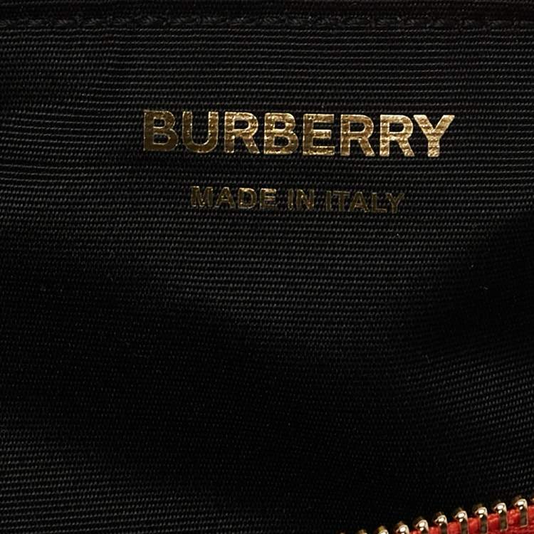 Pre Owned Burberry Red/White Leather Letter Motif Flag Bag