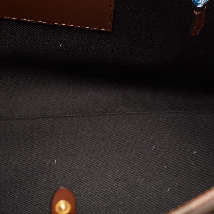Pre Owned Burberry Brown/Black Check Coated Canvas and Leather Medium Freya Tote