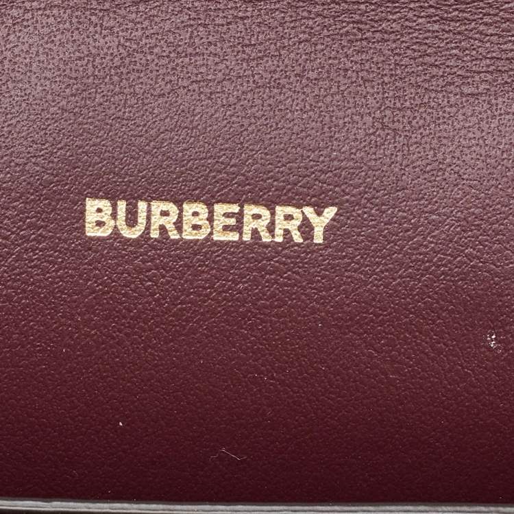 Pre Owned Burberry Burgundy Leather Logo Flap Wallet Crossbody Bag