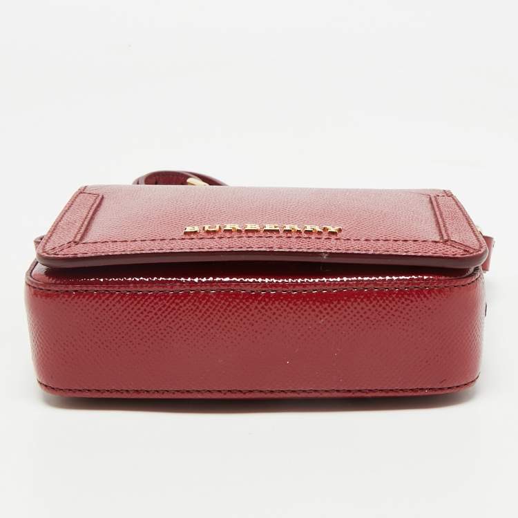 Pre Owned Burberry Red Patent Leather Mini Berkeley Crossbody Bag