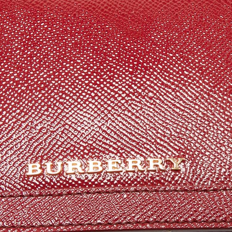 Pre Owned Burberry Red Patent Leather Mini Berkeley Crossbody Bag
