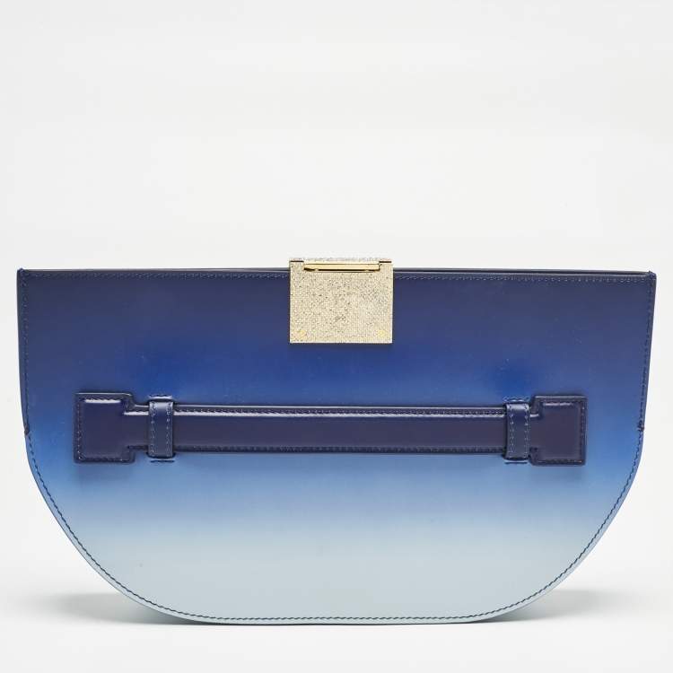 Pre Owned Burberry Blue Ombre Leather Olympia Clutch